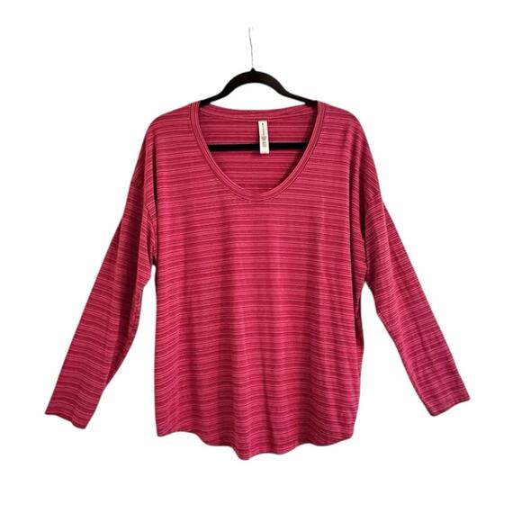 Athleta Cloudlight Stratus Striped Top #657835 Pink/Raspberry XL - Picture 3 of 7